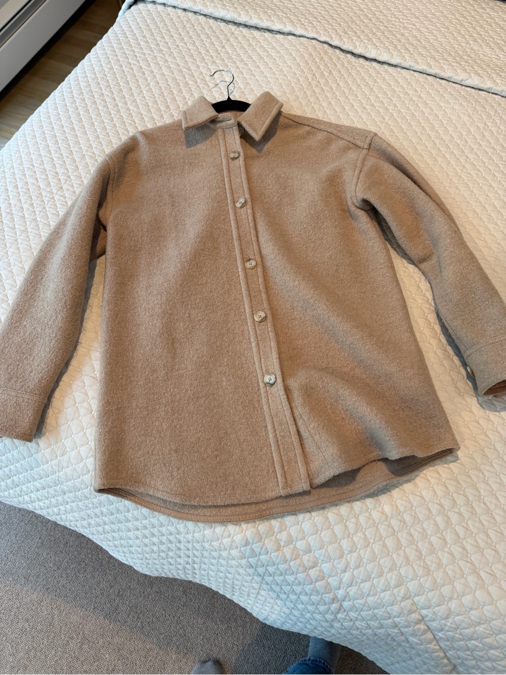 Babaton Beige Teddy Button-Up Jacket